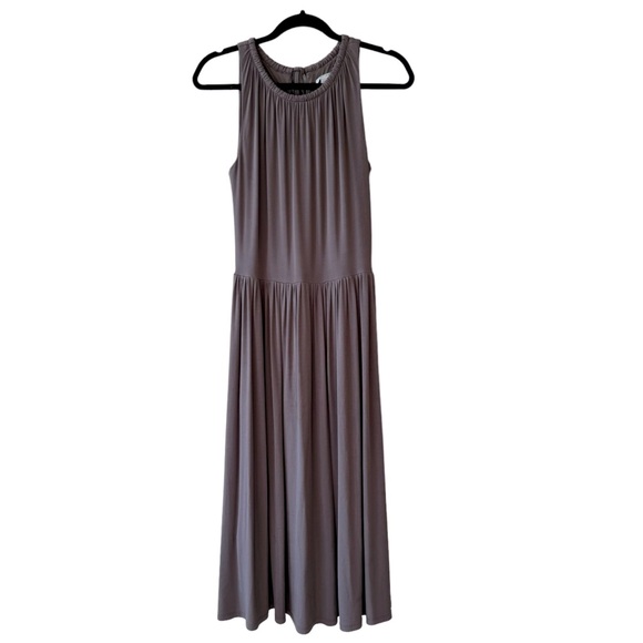 Boden Tie Neck Sleeveless Midi Dress, Size 6, Brown Taupe - Picture 2 of 9